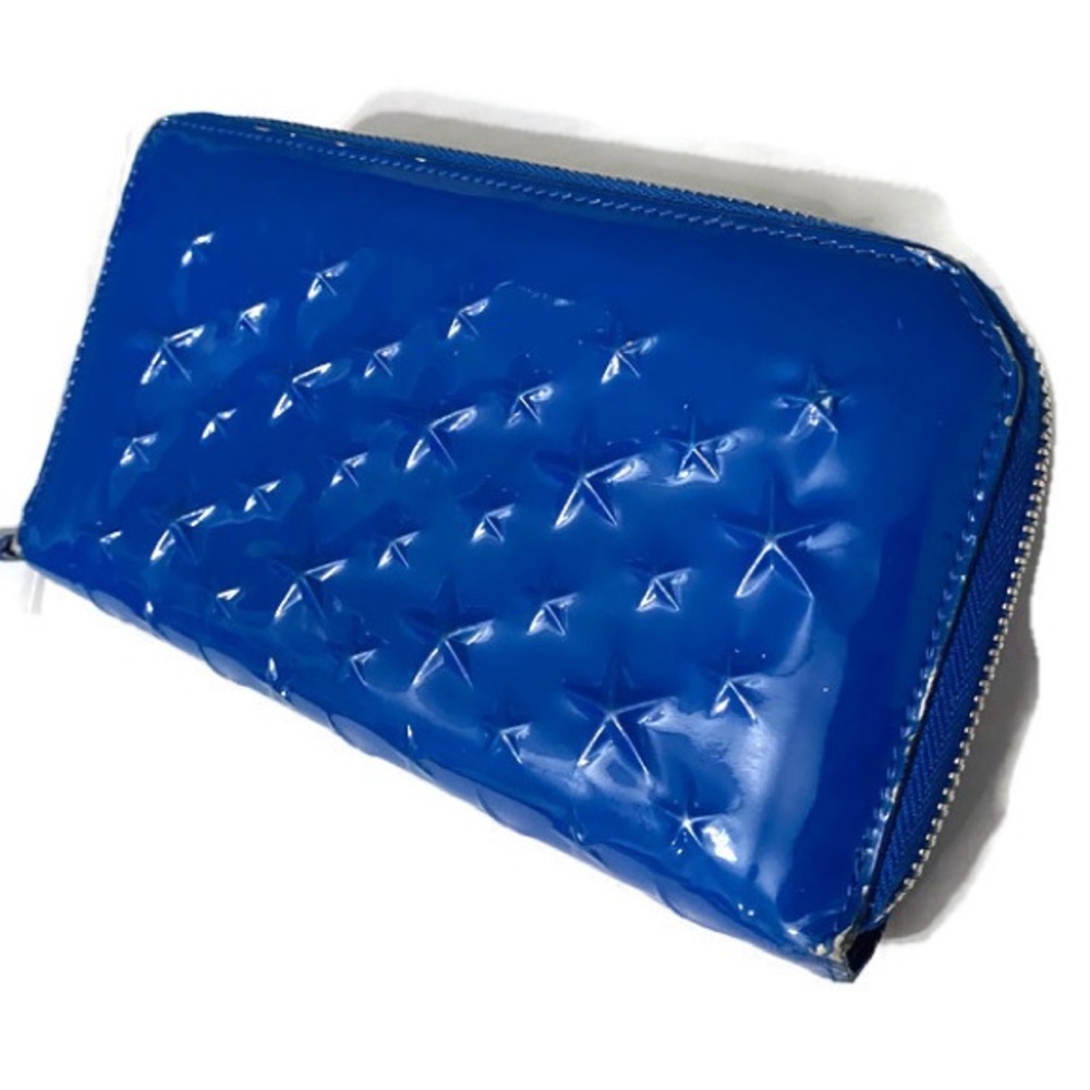 Jimmy choo patent leather blue wallet